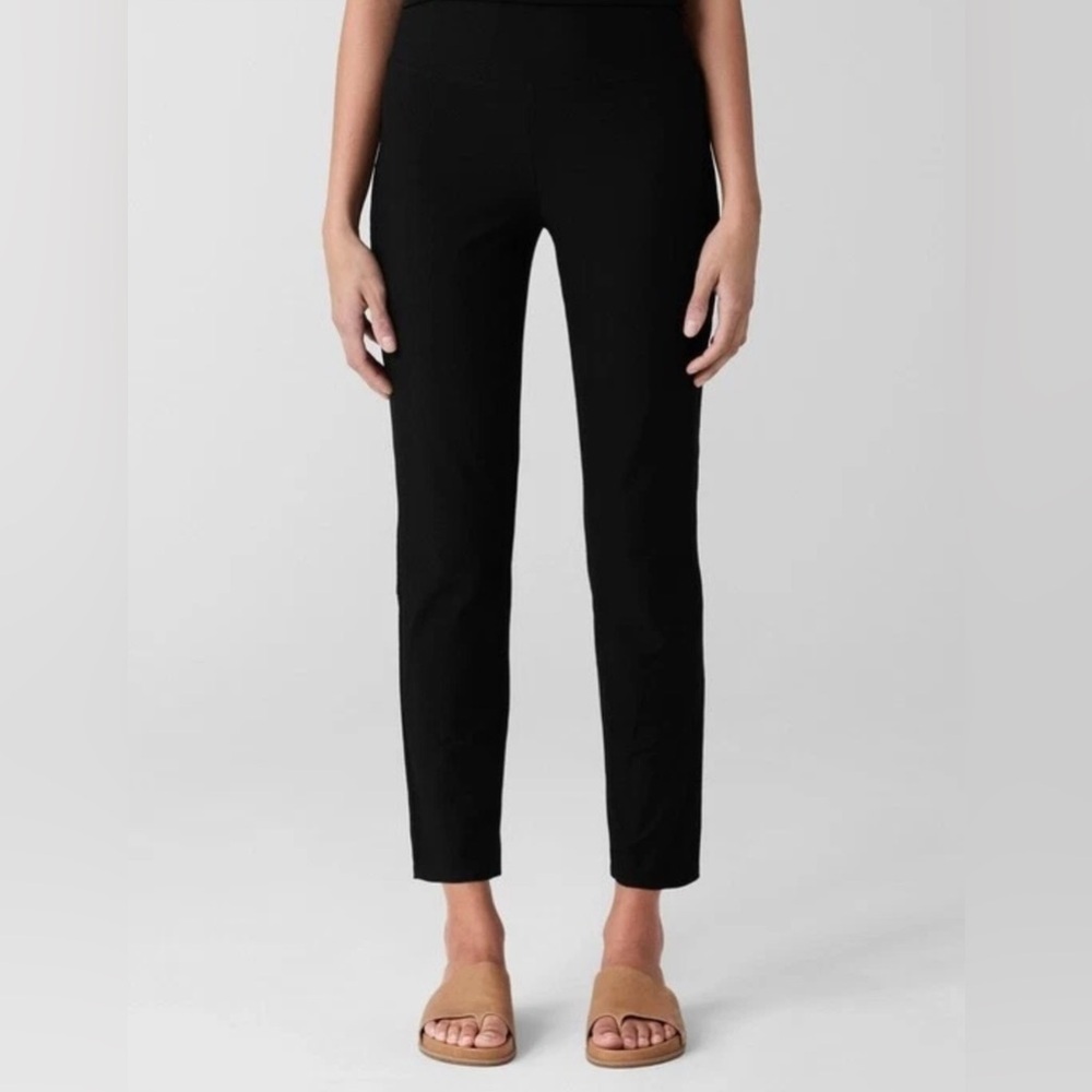 Eileen Fisher Washable Stretch Crepe Pull On Blue Womens Pants Size L